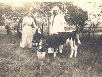 Erna Boldewahn (left) on the family farm in Vinland, WI - 1920s.