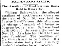 Bail was set at $1000.  Daily Northwestern Nov 3, 1892