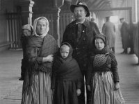 A German family at Ellis Island 1911.  The Dragorius family took the longer route via Quebec.  One immigrant wrote: "Quebec....was a narrow entrance and unfavorable wind. The Captain then hired a steamer to take us in to the shore. After that it took some time to unload all the luggage, and to have it transported over to the railway station. I believe it took about 2 days to get the job done. The weather was warm, and it felt lovely to have solid ground under our feet.  From Quebec to the US border we traveled in carriages with upholstered seats, but after the border the carriages were much simpler. They looked like cargo carriages and had wooden benches. As it became very warm inside the train, people climbed up on to the roof where they sat like crows. I was sitting next to my father on the roof of a carriage. Dad fell a sleep but then the brakeman waked him, he told us to hold on because the speed would increase as we were going downhill..." Source: http://www.norwayheritage.com/p_ship.asp?sh=annad