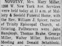 Mary Schobloski Miller Burial The Oshkosh Northwestern Tue  Oct 28  1958 
